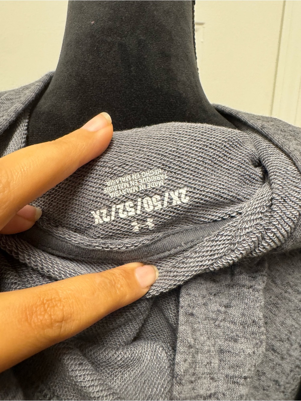 Under Armour Gray Hooded Pullover with Branded Chest Stripe - Picture 3 of 3